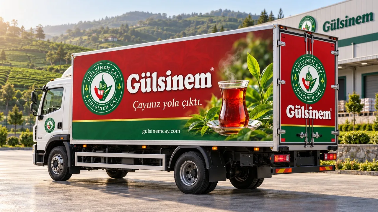 Gülsinem Çay tesisinin önündeki dağıtım aracı